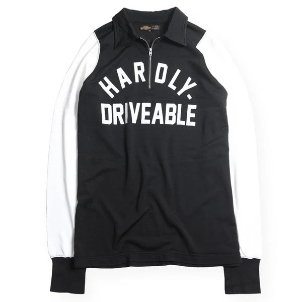 WESTRIDE Vintage Racing Rayon Half Zip / Black x Off White