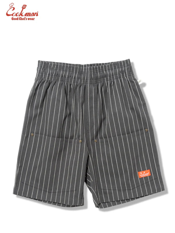 Cookman Chef Short Pants Front Pocket Herringbone - Stripe : Charcoal