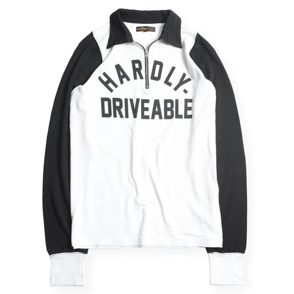 WESTRIDE Vintage Racing Rayon Half Zip / Off White x Black