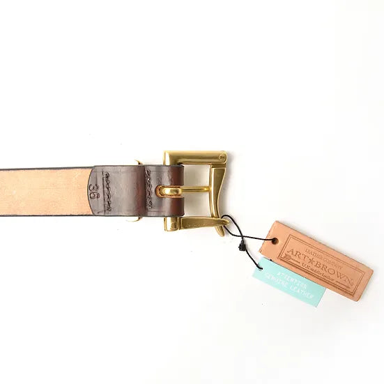 ART BROWN UK Saddle Leather Belt/ Dark Brown