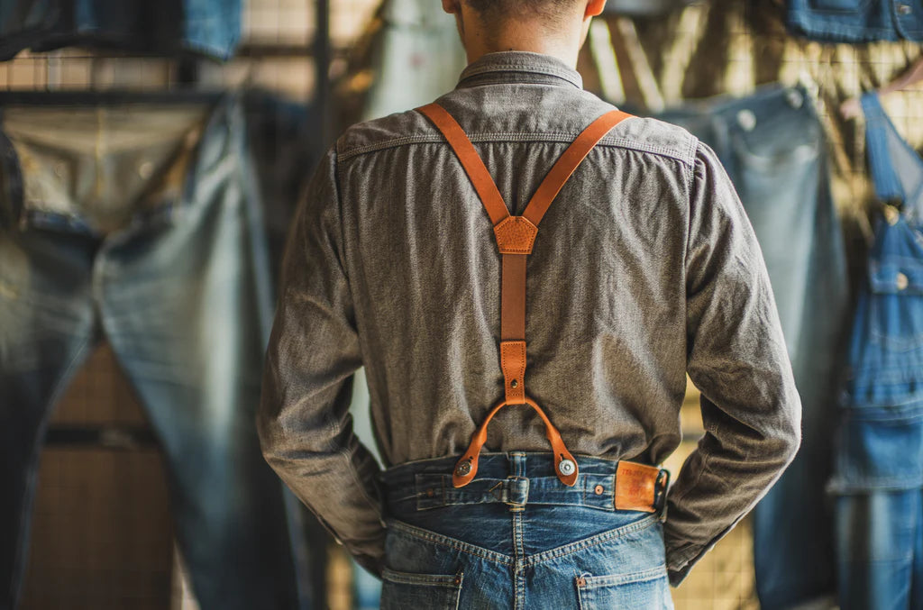 TCB leather suspenders (brown)