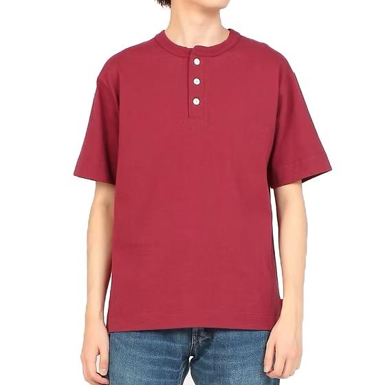HEALTHKNIT Max Weight Henley Neck T-Shirt (Maroon)