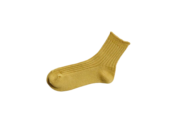 NISHIGUCHI KUTSUSHITA Linen Ribbed Socks / Yellow