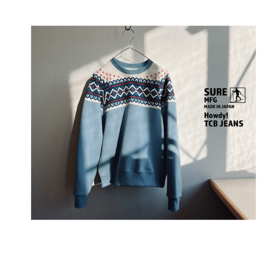 TCB/ Howdy!TCB Sure’s Snow pattern sweatshirt (blue)