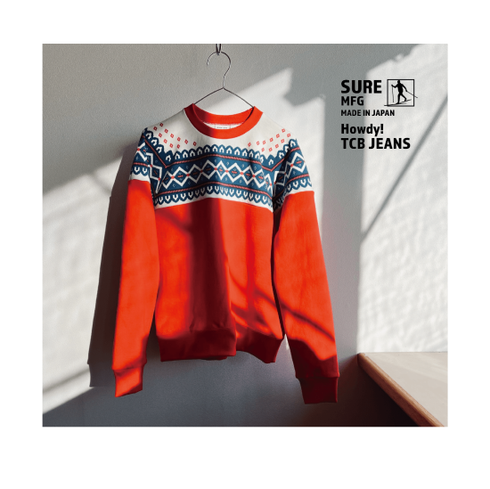 TCB/ Howdy!TCB Sure’s Snow pattern sweatshirt (red)