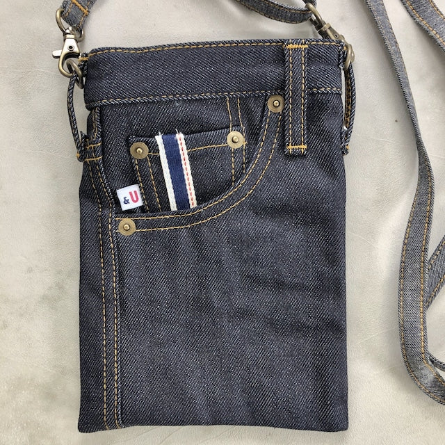 Blue Sakura x Usagiya denim small bag