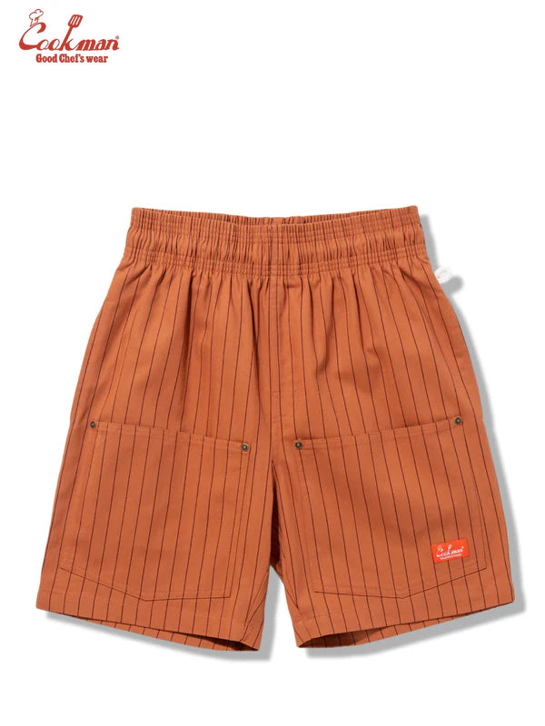 Cookman Chef Short Pants Front Pocket Herringbone - Stripe : Brick