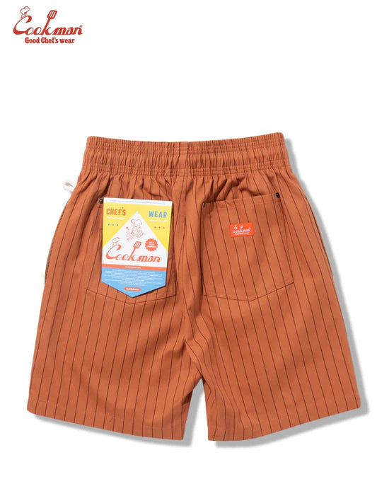 Cookman Chef Short Pants Front Pocket Herringbone - Stripe : Brick