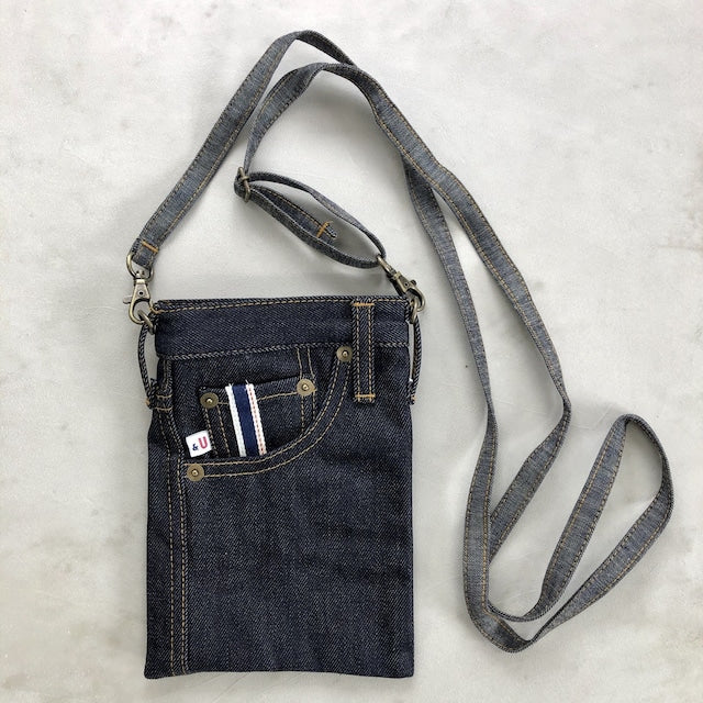 Blue Sakura x Usagiya denim small bag