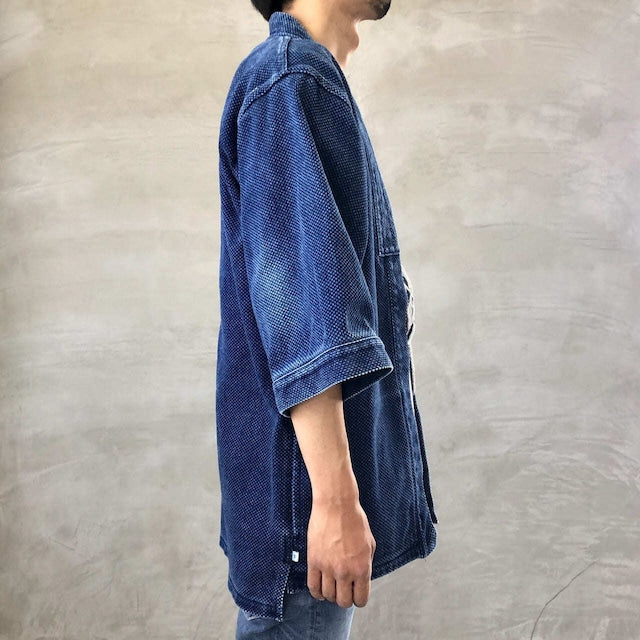 Blue Sakura "DENTO" SASHIKO KIMONO JACKET ［SHORT SLEEVE］ / INDIGO