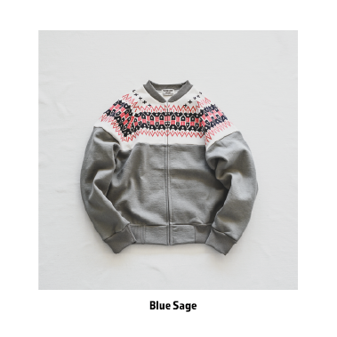 XX DEVELOPMENT
Sure's 50s Snow Pattern Full Zip Sweatshirt / Blue Sage