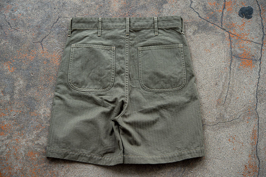 TCB 40s USMC Shorts / Olive Herringbone 10oz / One Wash