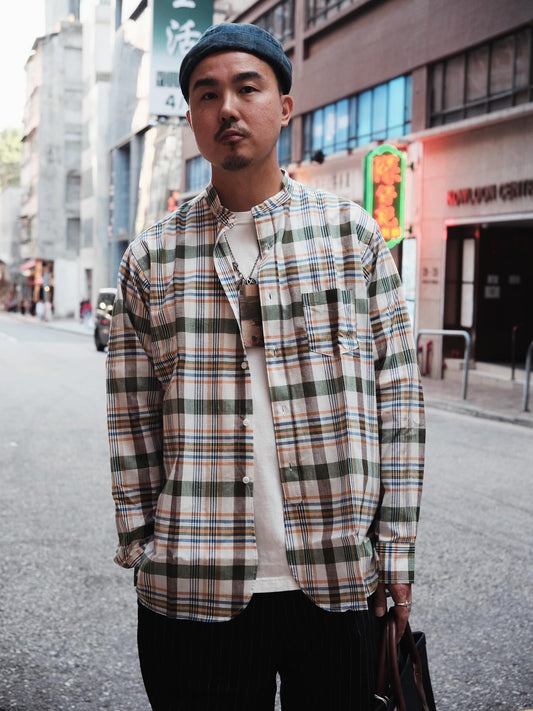 Workers band collar shirt
