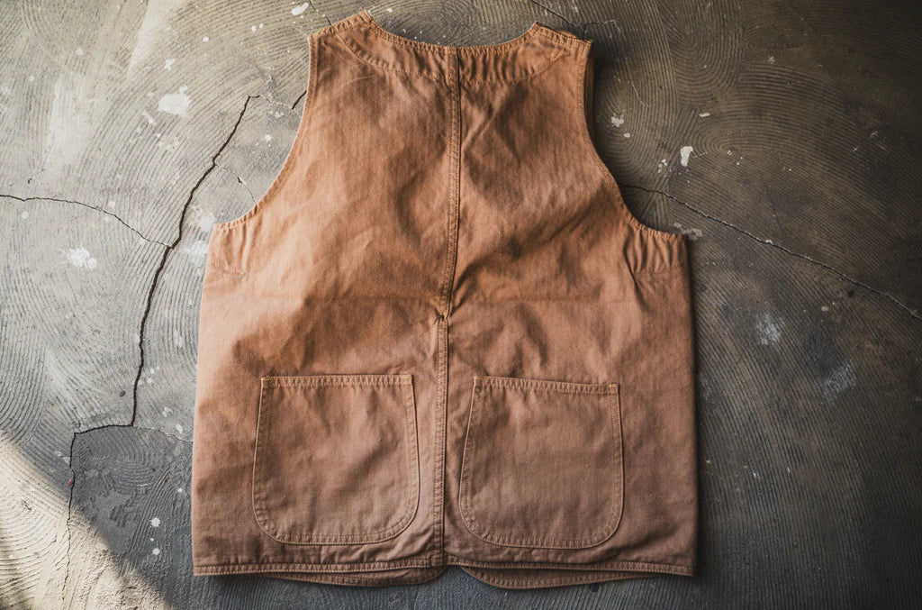 TCB jeans/ huntsman vest neppy brown herringbone
