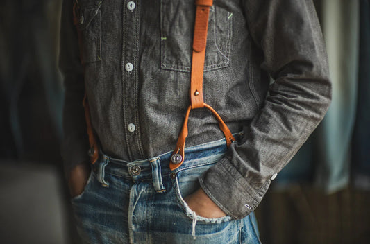 TCB leather suspenders (brown)