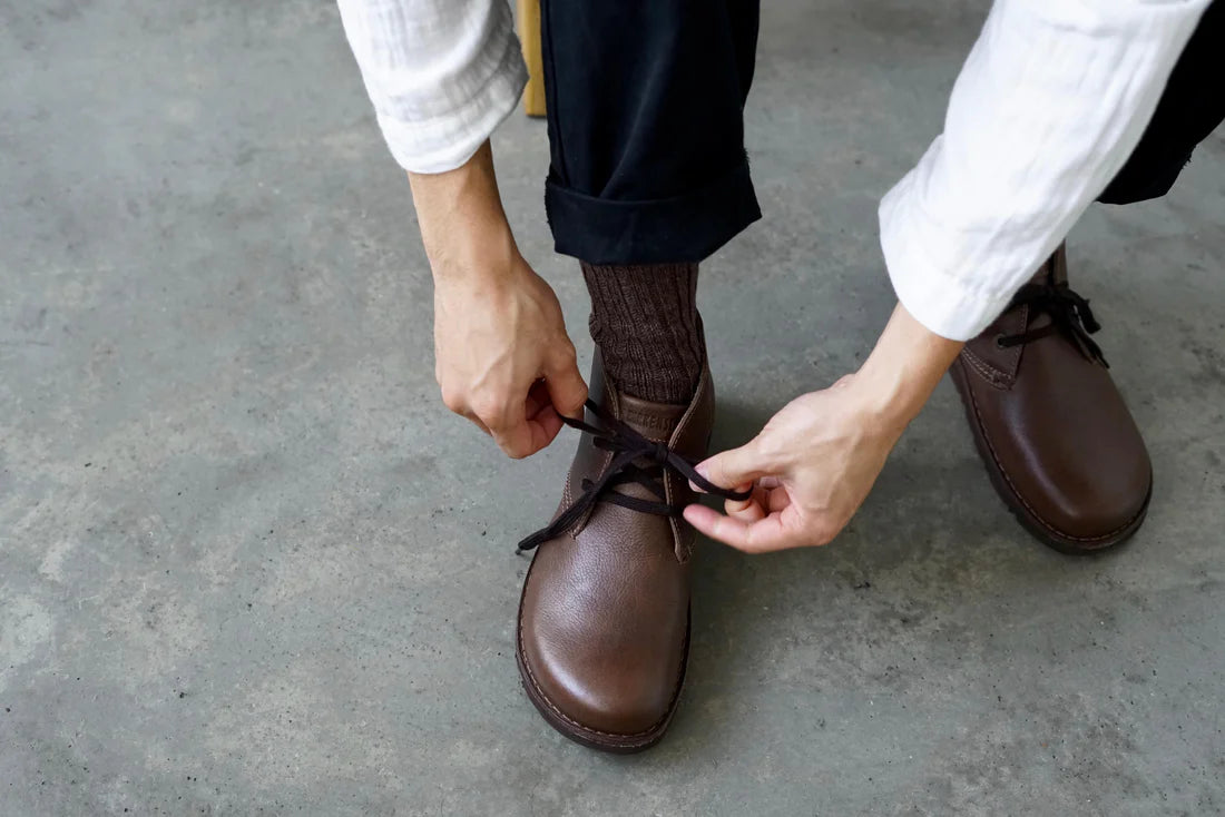 NISHIGUCHI KUTSUSHITA  Recycle Cotton Ribbed Socks / Brown