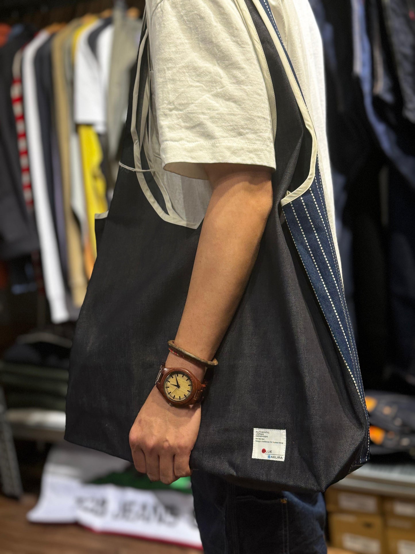 Blue Sakura DENIM ECO BAG ［SATTO］