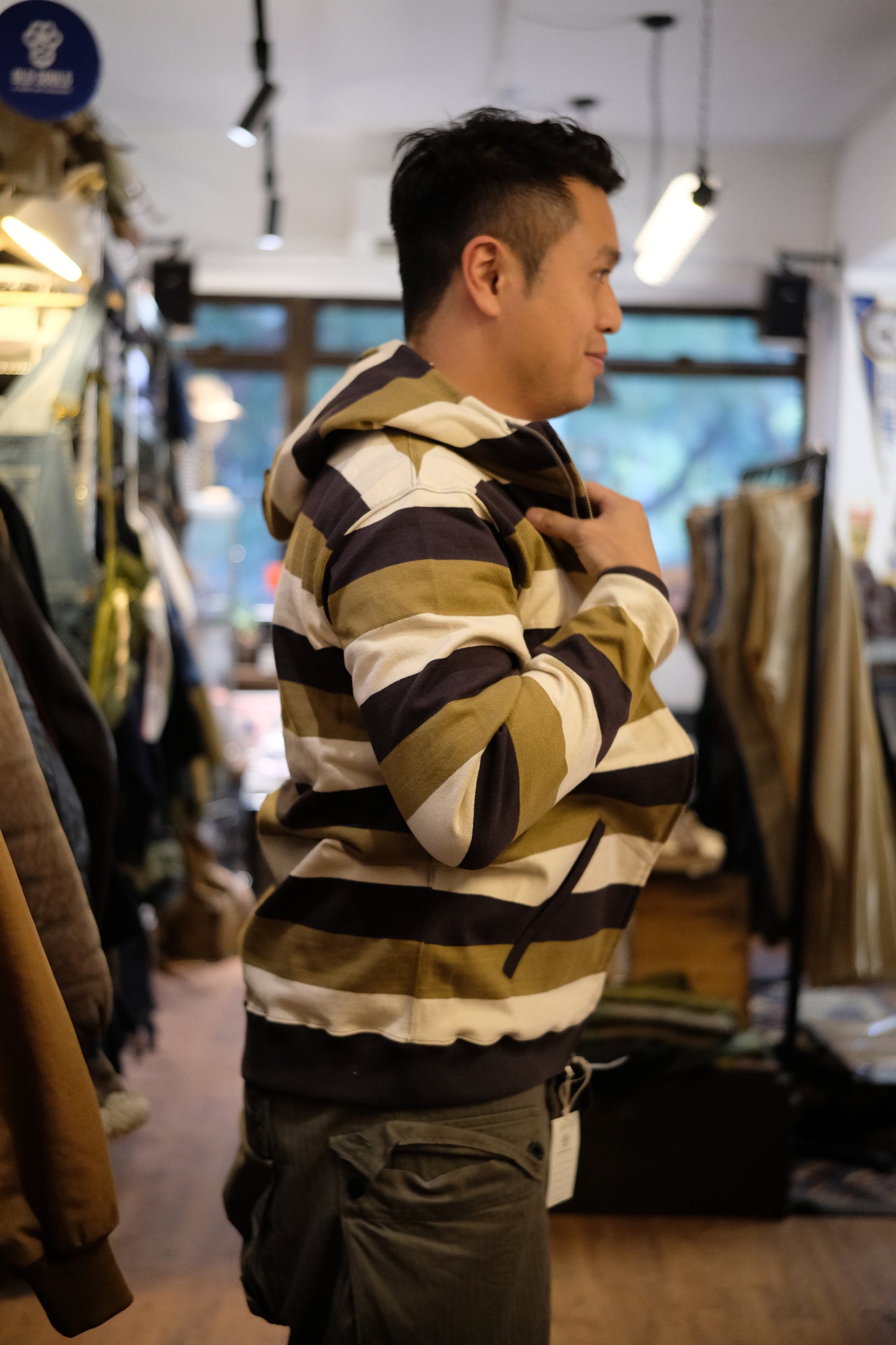 West Ride/ heavy border hoodie (green)