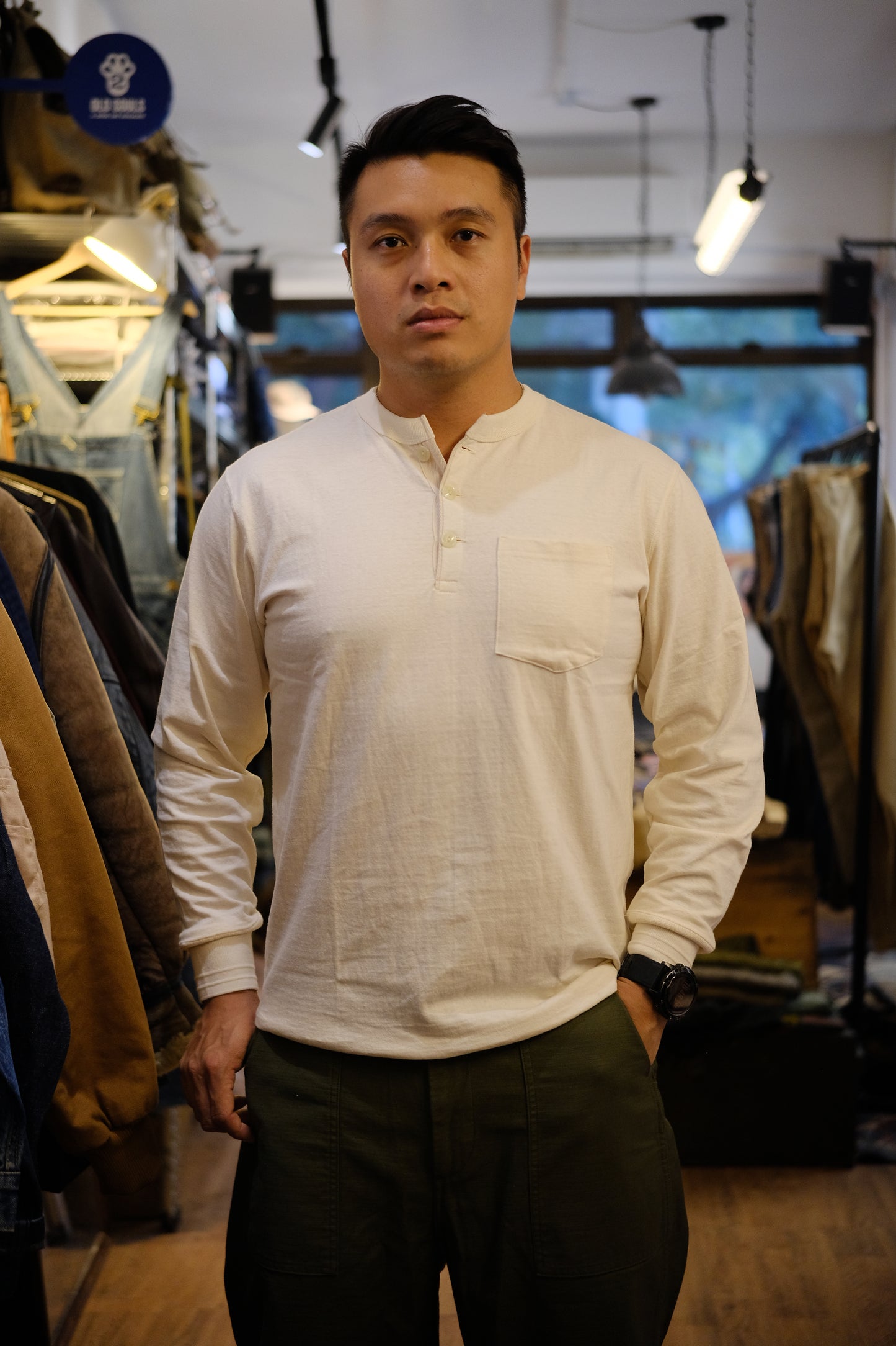 West Ride/ vintage henley tee (white)