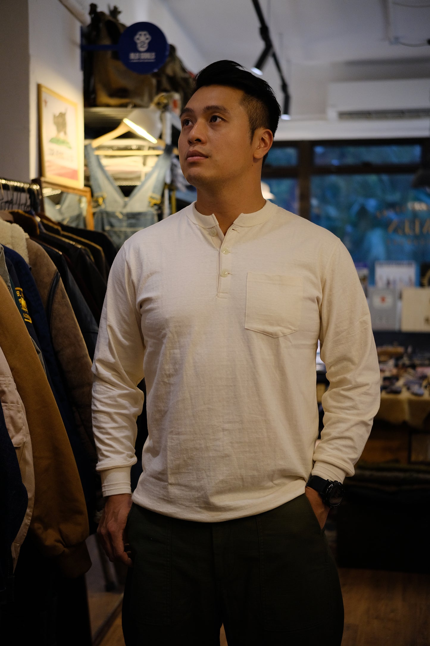 West Ride/ vintage henley tee (white)
