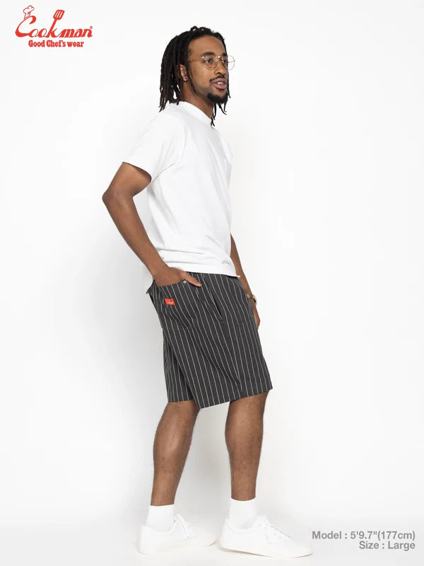 Cookman Chef Short Pants Front Pocket Herringbone - Stripe : Charcoal
