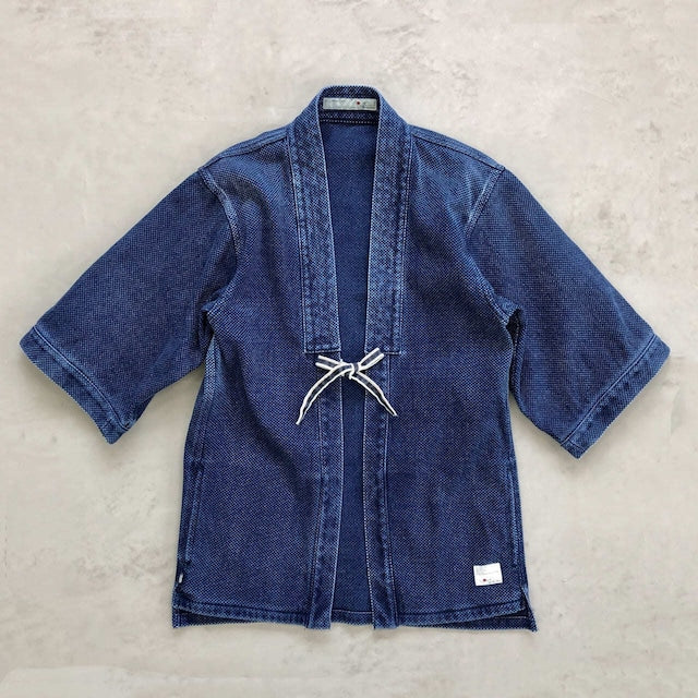 Blue Sakura "DENTO" SASHIKO KIMONO JACKET ［SHORT SLEEVE］ / INDIGO