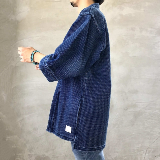 Blue Sakura "DENTO" SASHIKO KIMONO JACKET ［SHORT SLEEVE］ / INDIGO