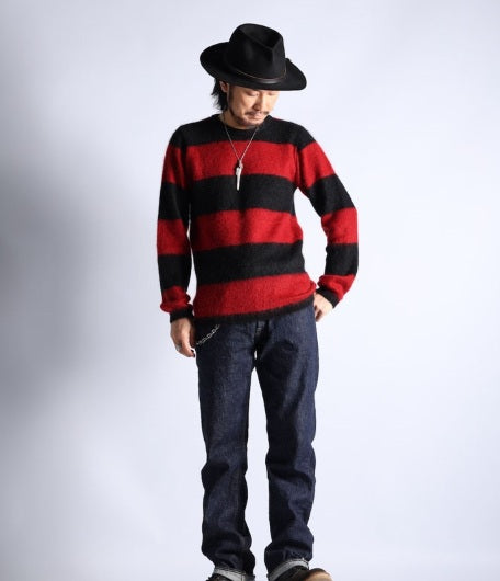 West Ride/ border mohair sweather (red/black)