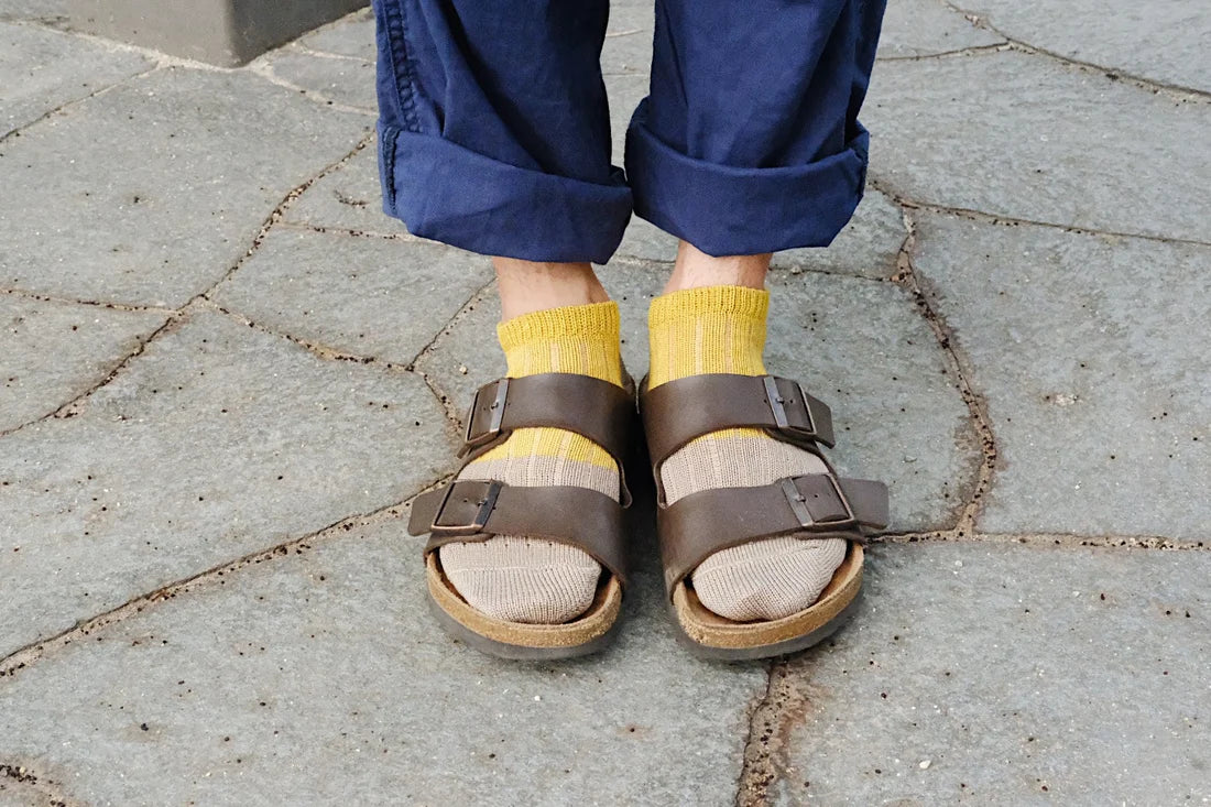 NISHIGUCHI KUTSUSHITA  Linen Cotton Anklet / Yellow