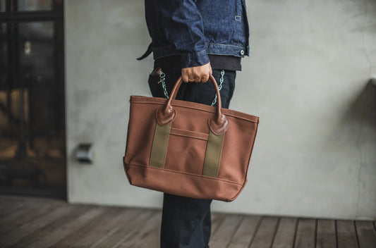 WORKERS Leather Handle Tote Bag (brown - size M)